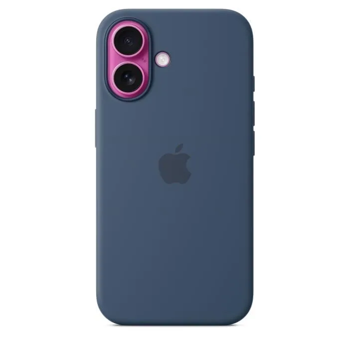 Apple iPhone 16 - Coque en silicone avec MagSafe - Denim - Coque de protection pour iPhone 16 - Housse silicone bleu jean