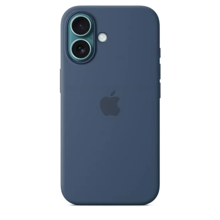 Apple iPhone 16 - Coque en silicone avec MagSafe - Denim - Coque de protection pour iPhone 16 - Housse silicone bleu jean