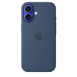 Apple iPhone 16 - Coque en silicone avec MagSafe - Denim - Coque de protection pour iPhone 16 - Housse silicone bleu jean