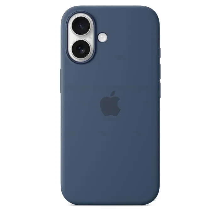 Apple iPhone 16 - Coque en silicone avec MagSafe - Denim - Coque de protection pour iPhone 16 - Housse silicone bleu jean