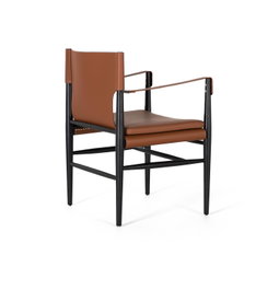 GINER Y COLOMER Fauteuil en similicuir et bois de frêne marron