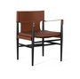 GINER Y COLOMER Fauteuil en similicuir et bois de frêne marron, structure noire, pieds antidérapants