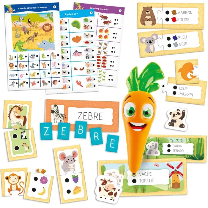 Liscianigiochi CAROTINA Valisette Encyclopédie des Animaux - Stylo Parlant Quiz & Bureau Portable - Jeu Éducatif - Dès 3 ans