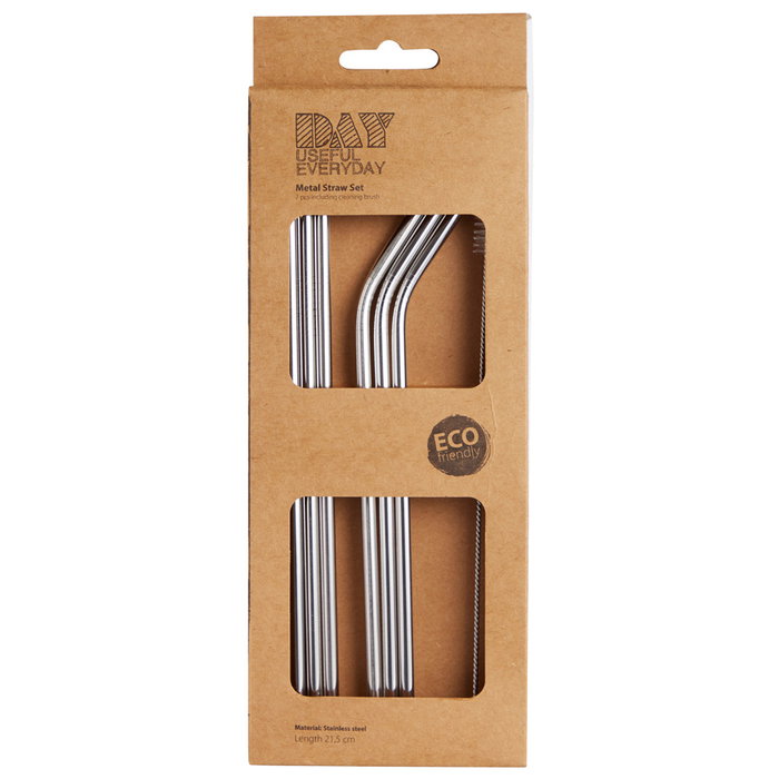 Day Set de 7 pailles en acier inoxydable avec brosse de nettoyage Day Set de 7 pailles en acier inoxydable avec brosse de nettoyage