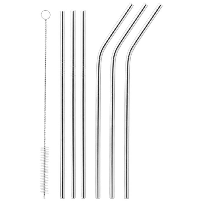 Day Set de 7 pailles en acier inoxydable avec brosse de nettoyage Day Set de 7 pailles en acier inoxydable avec brosse de nettoyage