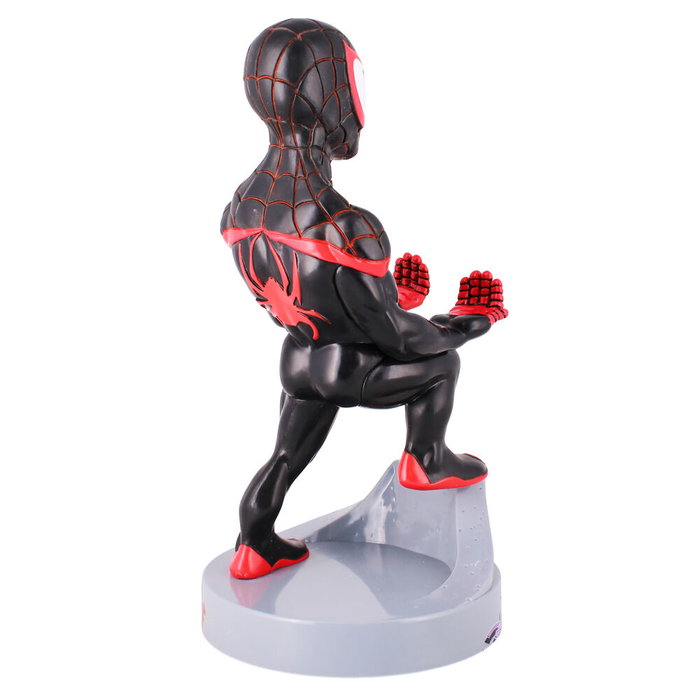 EXQUISITE GAMING Support de charge décoratif Cable Guy figurine Miles Morales Spiderman Marvel 21 cm pour téléphone et manettes PS5/Xbox