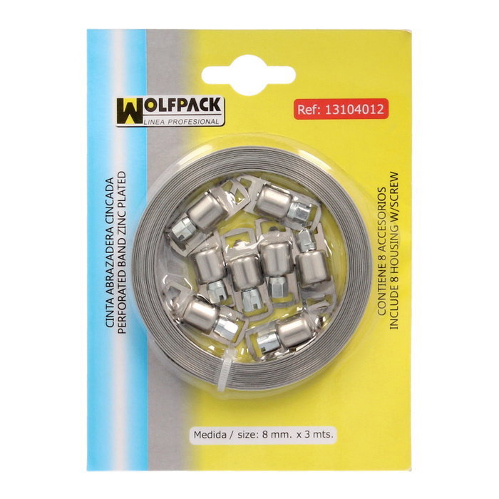 WOLFPACK LINEA PROFESIONAL Bobine de serrage Maurer 8 mm x 3 m avec 8 vis WOLFPACK LINEA PROFESIONAL Bobine de serrage Maurer 8 mm x 3 m avec 8 vis