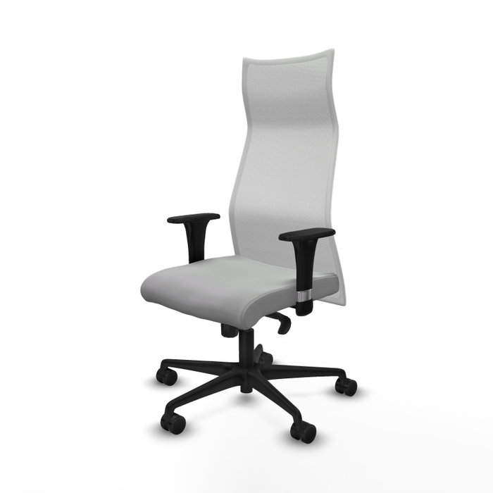 Piqueras Y Crespo Sillón Albacete - Gris clair et Blanc - Mécanisme Sincro, Brazos 1D, Malla et Similpiel
