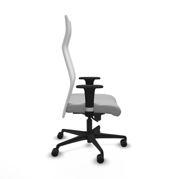 Piqueras Y Crespo Sillón Albacete - Gris clair et Blanc - Mécanisme Sincro, Brazos 1D, Malla et Similpiel
