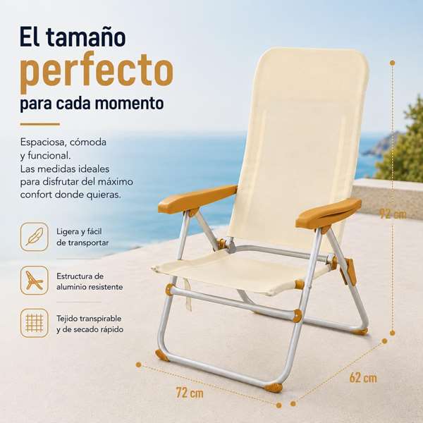 JugaToys Chaise de plage multiposition en aluminium arena