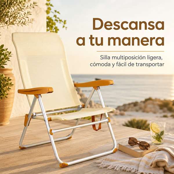 JugaToys Chaise de plage multiposition en aluminium arena