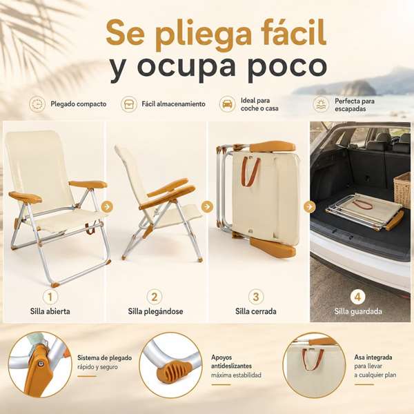 JugaToys Chaise de plage multiposition en aluminium arena