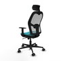 Piqueras Y Crespo Chaise de bureau Jorquera, Turquoise et Gris, Mécanisme Sincro, 1D/2D