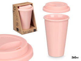 VESSIA Tasse avec couvercle en silicone Rosa 360ml (Lot de 12)