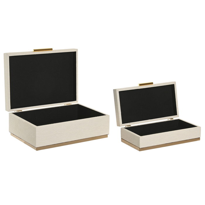 Home ESPRIT Boîte à bijoux Blanc Doré Bois (2 Unités)