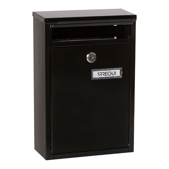 Arregui Boîte aux lettres individuelle extérieure Zaguan, acier noir, petite taille S (A5), 22x8x32 cm