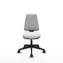 Chaise Elche Asynchrone Tissu Blanc Base pyramidale noire Sans accoudoirs Sans appui-tête Roulettes 65mm nylon