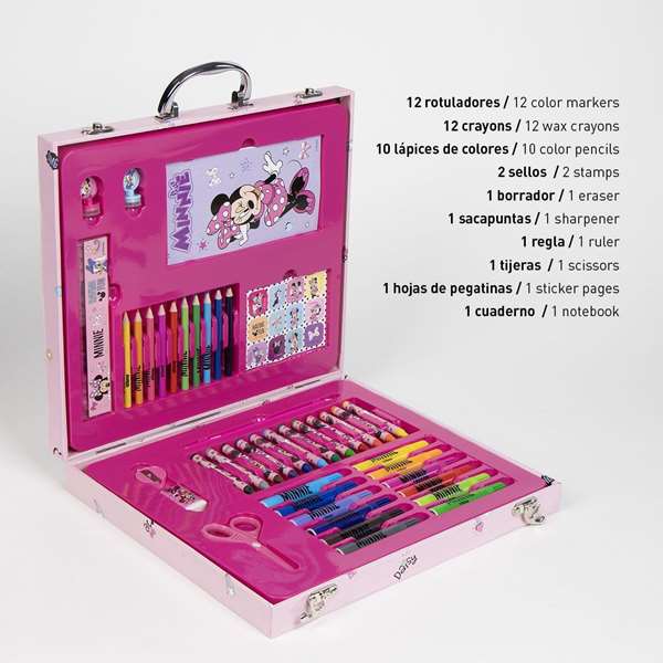 Cerdá Set de papeterie à colorier Maletín Minnie rose pour enfants 30 x 27 x 4 cm (dès 2 ans)