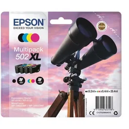 Epson Multipack Cartouche d'Encre 502 XL 4 Couleurs (Noir, Cyan, Jaune, Magenta) - Réf. C13T02W64020 - Compatible Expression Home XP-5100