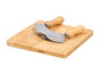 KINVARA Set de planche à découper et couteau double tranchant en Bambou et Acier inox