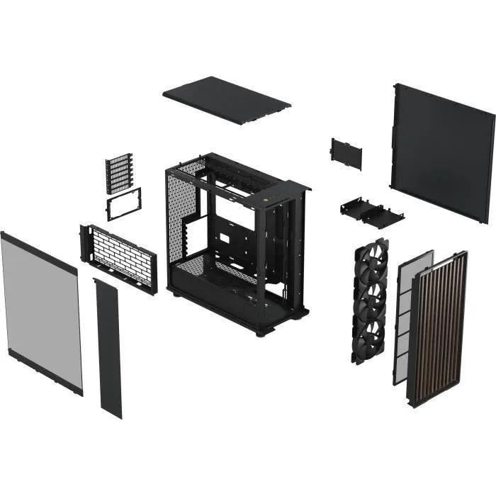 Fractal Design North XL Charbon Noir TG Dark - Boîtier PC E-ATX - Design Bois et Alliage - Ventilation Optimisée - 3 Ventilateurs 140mm - FD-C-NOR1X-02