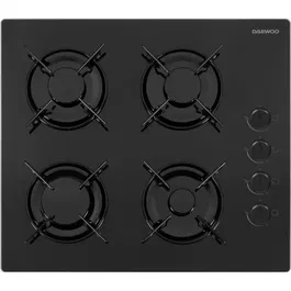 Daewoo Plaque de cuisson gaz 4 foyers 60 cm encastrable 7500 W Noir - BH6GKR40BNL