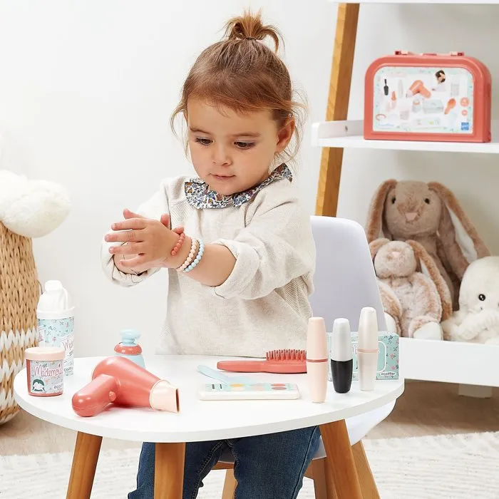 Ecoiffier Mademoiselle 1820 - Valisette Beauté Rétro pour Enfant dès 18 Mois - Coffret Maquillage Jouet avec Accessoires