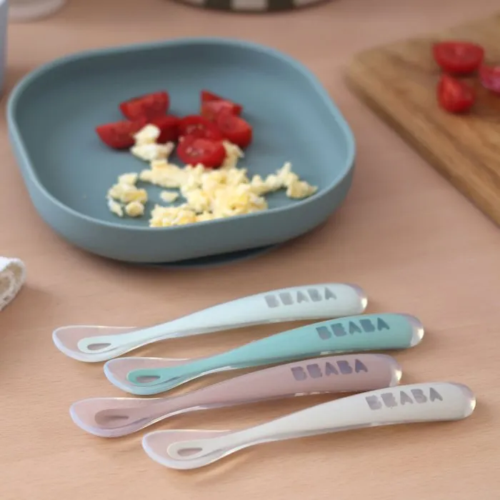 Beaba Lot de 4 cuillères en silicone Natural set 1er âge