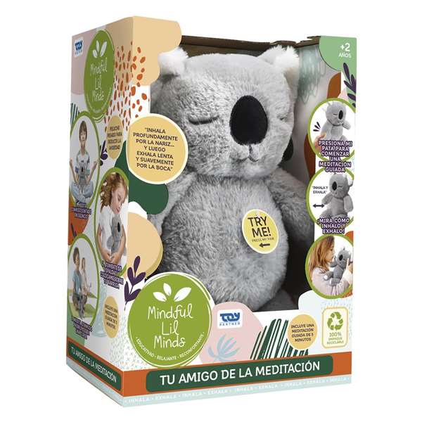 Toy Partner Peluche Koala Mindful Lil 30 cm Peluche musicale avec lumières, piles incluses, pour enfant dès 2 ans