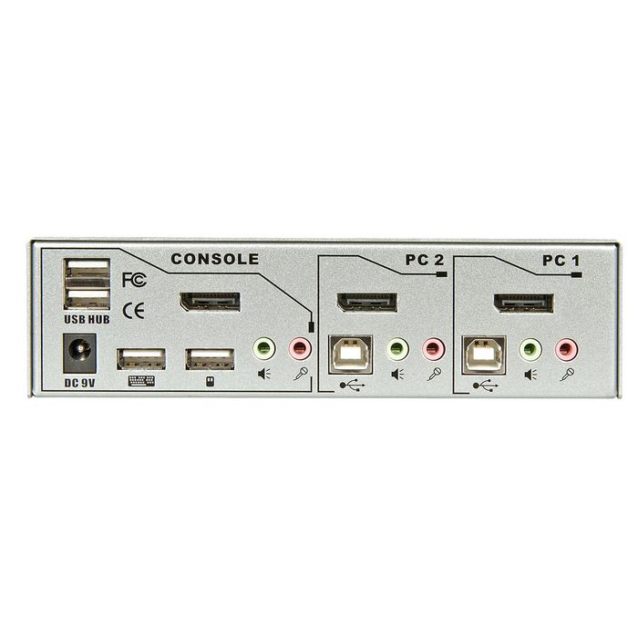 Lindy Switch KVM DisplayPort 1.2 - Commutateur 2 ports pour PC avec partage USB 2.0, audio et clavier/souris - Résolution 4K 60Hz