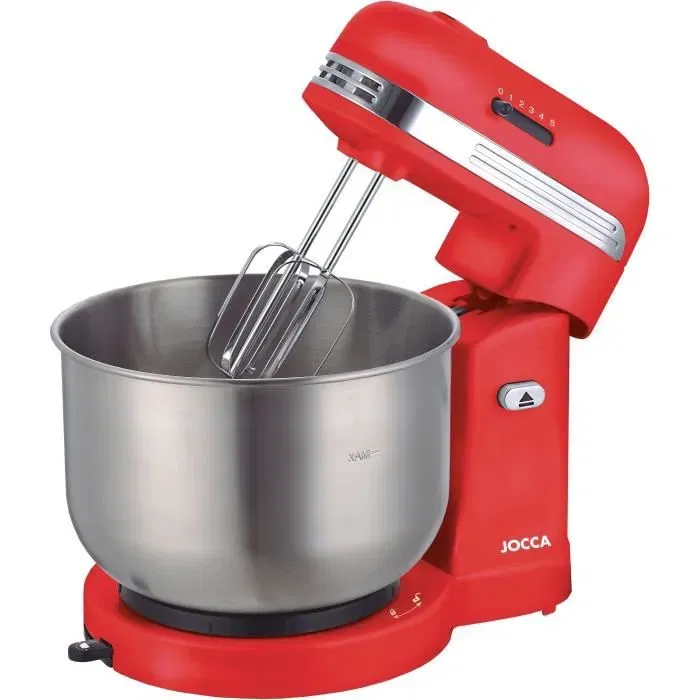Jocca Robot pétrin - Bol inox 3,5 L - 350 W - 5 vitesses - Rouge et gris