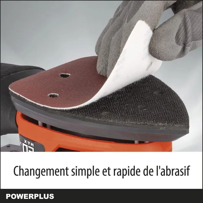 Dual Power Ponceuse multifonction triangulaire sans fil 20V, modèle POWDP50200, idéale pour ponçage finition et espaces restreints