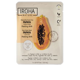 Iroha Masque Facial en Tissu Peeling Papaye AHA - Soin Exfoliant Revitalisant pour Peau Terne et Normale - 1 Unité