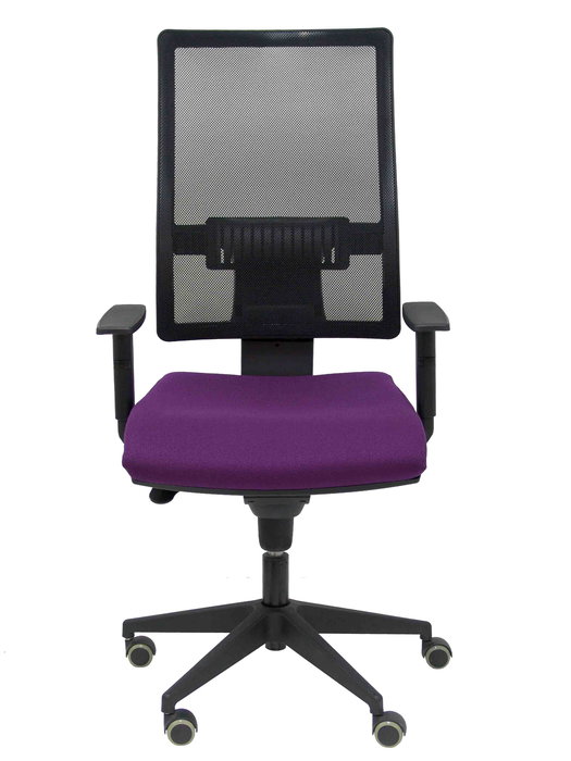 Chaise Horna Synchro 5 positions tissu Pourpre Maille Noir Base pyramidale noire Accoudoir 1D Sans appui-tête Roulettes pour moquette