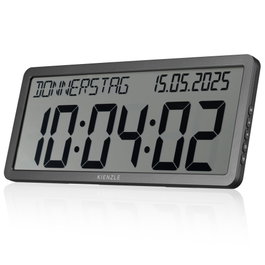 Kienzle Horloge murale radio-pilotée avec affichage de la date, Anthracite