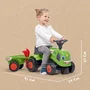 FALK Porteur tracteur Claas avec remorque, pelle, râteau et kits personnalisation, jouet en plastique recyclé fabriqué en France pour enfant 1 à 3 ans