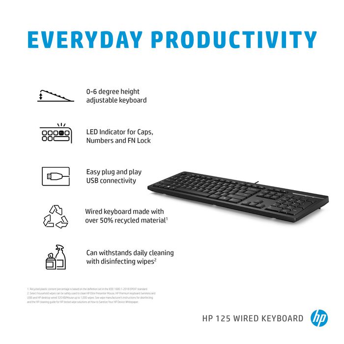 HP Clavier filaire HP 125 Noir