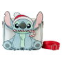 LOUNGEFLY Sac à bandoulière Disney Stitch Holiday Glitter Snow Angel Cosplay - 23,75x20,5x7,5 cm - Cuir vegan, sangle réglable, détails brillants