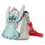 LOUNGEFLY Sac à bandoulière Disney Stitch Holiday Glitter Snow Angel Cosplay - 23,75x20,5x7,5 cm - Cuir vegan, sangle réglable, détails brillants