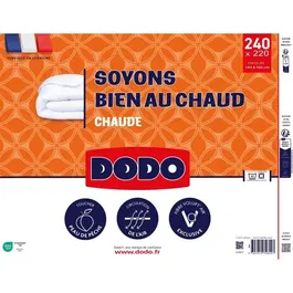 Dodo Couette Bien au Chaud 220 x 240 cm, 400g/m2 Volupt'Air, Blanc, Enveloppe Douce
