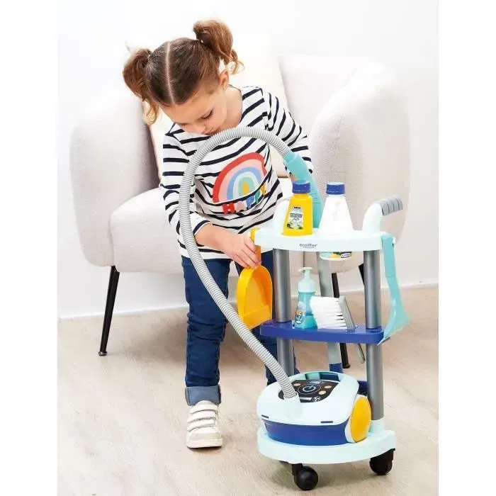 Ecoiffier 2772 - Chariot de ménage enfant avec aspirateur jouet - Apprendre à nettoyer en s'amusant