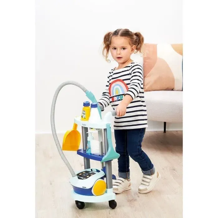 Ecoiffier 2772 - Chariot de ménage enfant avec aspirateur jouet - Apprendre à nettoyer en s'amusant