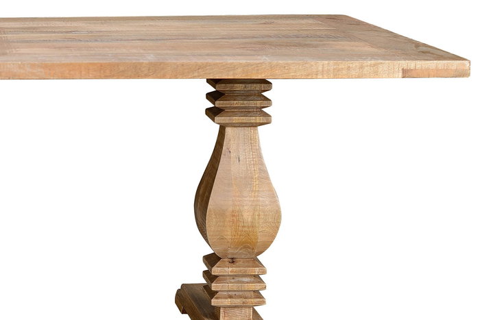 GINER Y COLOMER Table de Salle à Manger 8 Places en Bois de Mango Naturel 200 x 100 cm, Plateau 4 cm d'Épaisseur avec Patins