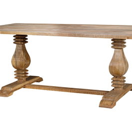 GINER Y COLOMER Table de Salle à Manger 8 Places en Bois de Mango Naturel 200 x 100 cm, Plateau 4 cm d'Épaisseur avec Patins