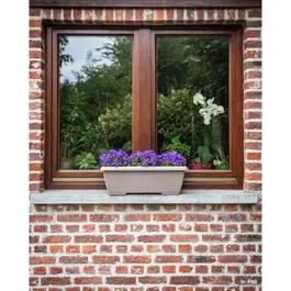 Garden Id Jardiniere Teramo 60 cm - Réservoir d'eau intégré en polypropylène recyclé - 13.2 litres - Imitation pierre - Couleur Taupe