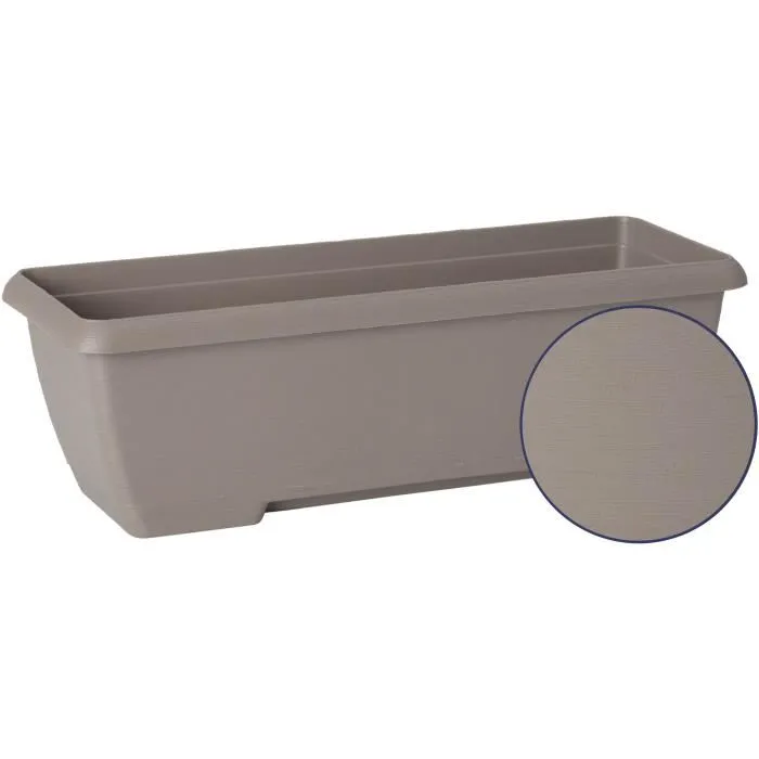 Garden Id Jardiniere Teramo 60 cm - Réservoir d'eau intégré en polypropylène recyclé - 13.2 litres - Imitation pierre - Couleur Taupe
