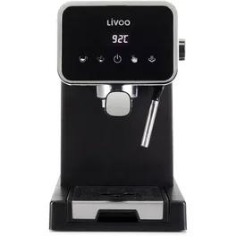 Machine à Café Expresso Livoo DOD218N - 1100 W - Pression 20 Bars - Fonction Vapeur - Réservoir 1.5 L Amovible - Design Noir