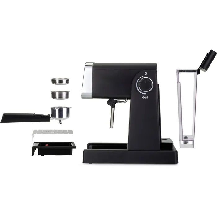 Machine à Café Expresso Livoo DOD218N - 1100 W - Pression 20 Bars - Fonction Vapeur - Réservoir 1.5 L Amovible - Design Noir