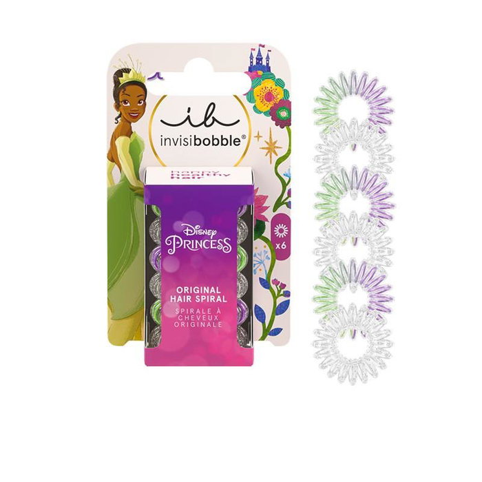 Invisibobble Kids Original Disney Tiana - Élastique à cheveux sans marque en spirale - Lot de 6 pièces - Favori Disney pour une coiffure confortable et forte Invisibobble Kids Original Disney Tiana - Élastique à cheveux sans marque en spirale - Lot de 6 pièces - Favori Disney pour une coiffure confortable et forte