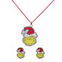 PEERS HARDY Set Bijoux de Noël - Pendentif et Boucles d'Oreilles assorties avec Le Grinch et Bonnet de Père Noël